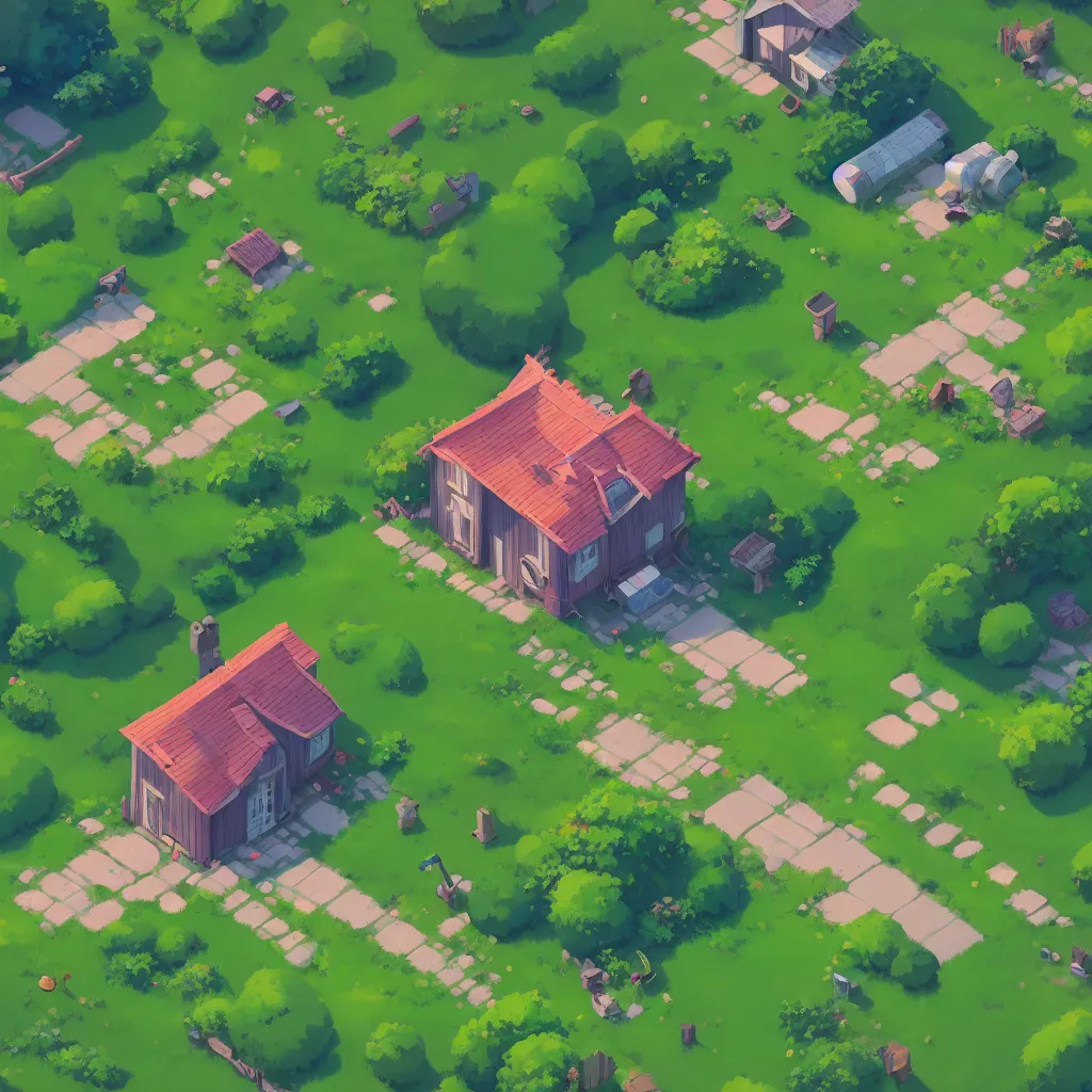 Prompt: seperated game asset, isometric view of a lovely cottage on a square patch of grass, cut out game asset, cory loftis, james gilleard, atey ghailan, makoto shinkai, goro fujita, studio ghibli, rim light, exquisite lighting, clear focus, very coherent, plain background, soft painting