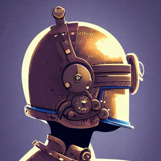 Prompt: steampunk helmet, female warrior, sharp focus, james gilleard, print, game art