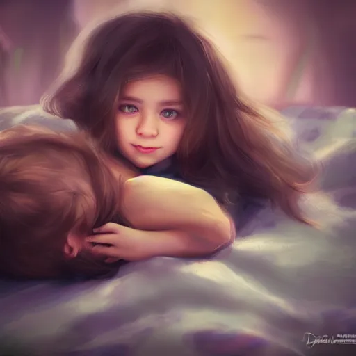 Image similar to a brother's life with his cute sister, photo realistic, dreamy, illustration, artstation, devainart, 8 k