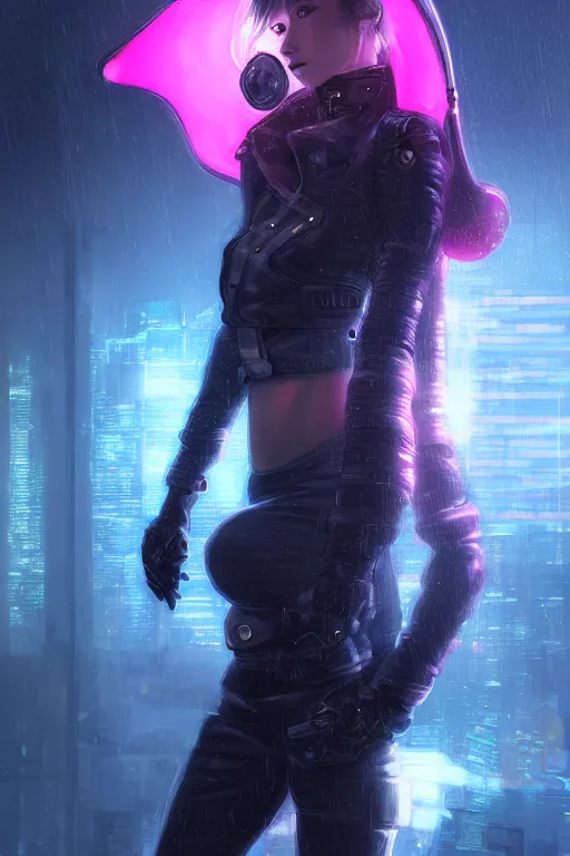 Image similar to portrait futuristic confidence cyberpunk young female Musketeer, in futuristic stormy heavy snowy tokyo rooftop cyberpunk night, ssci-fi, fantasy, intricate, very very beautiful, elegant, neon light, highly detailed, digital painting, concept art, human anatomy, soft light, hdri, smooth, sharp focus, illustration, art by tian zi and craig mullins and WLOP and alphonse mucha