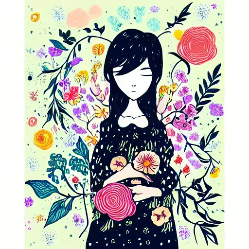 Image similar to maruti_bitamin instagram, girl with flowers