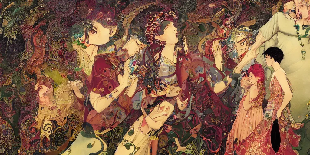 Prompt: a beautifully detailed painting of irreconcilable personification by eleanor vere boyle, edmund dulac, marc simonetti, and tomokazu matsuyama