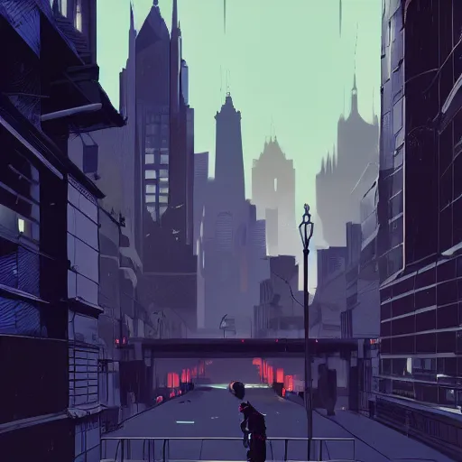 Image similar to damian wayne, Richard grayson, Jason Todd, tim Drake, city landscape, Gotham, artstation, highly detailed, by makoto shinkai and thomas kindle and James gilleard