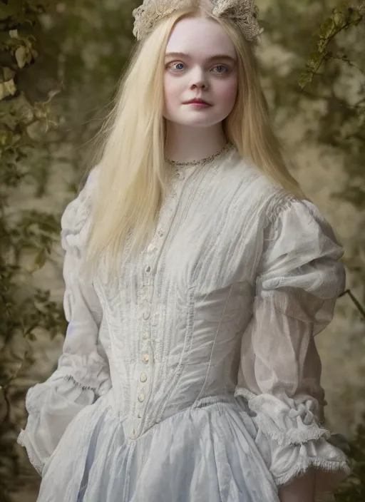 Image similar to Elle Fanning for Victorian Secret, full length shot, XF IQ4, 150MP, 50mm, f/1.4, ISO 200, 1/160s, natural light, Adobe Photoshop, Adobe Lightroom, DxO Photolab, Corel PaintShop Pro, rule of thirds, symmetrical balance, depth layering, polarizing filter, Sense of Depth, AI enhanced