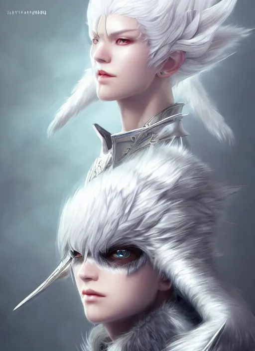 Image similar to fur - lined armor!!! beautiful and elegant white haired female!! gorgeous ayes!! character concept art, sharp focus, octane render! unreal engine 5! highly rendered!! trending on artstation!! detailed linework!! illustration by artgerm, wlop, and chie yoshii