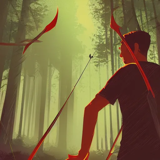 Image similar to archer boy in the background, blonde hair, holding bow and arrow, highly detailed, full body, forest, artstation, by alena aenami