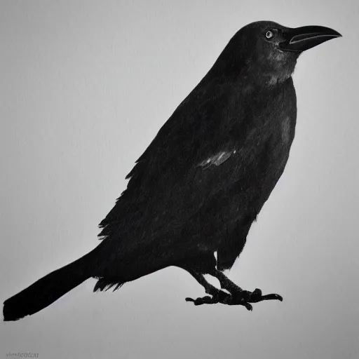 Prompt: black and white illustration of a crow,