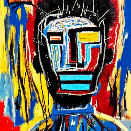 Image similar to A extremely highly detailed majestic hi-res beautiful immaculate head and shoulders painting of a strong black african man by Jean-Michel Basquiat, 8k, high textures, hyper sharp, insanely detailed and intricate, super detailed, 4k HDR high quality