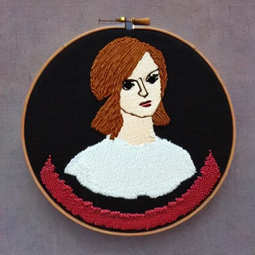 Prompt: emma watson as a Embroidery