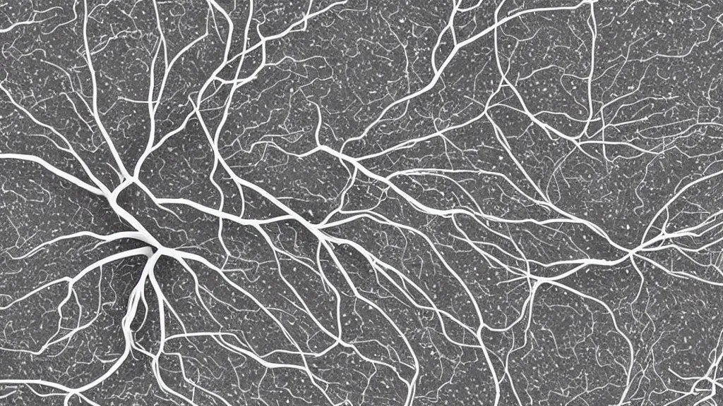 Image similar to neuron cell viewed from a scanning tunneling electron microscope, ultra high detail