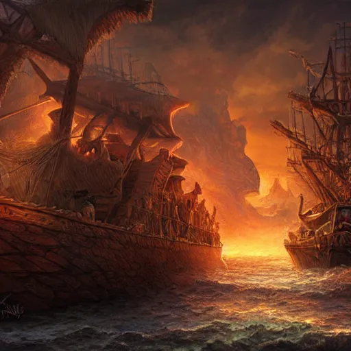 Prompt: noah's ark, epic fantasy, detailed, intricate, digital painting, concept art, realistic, smooth, focus, rim light