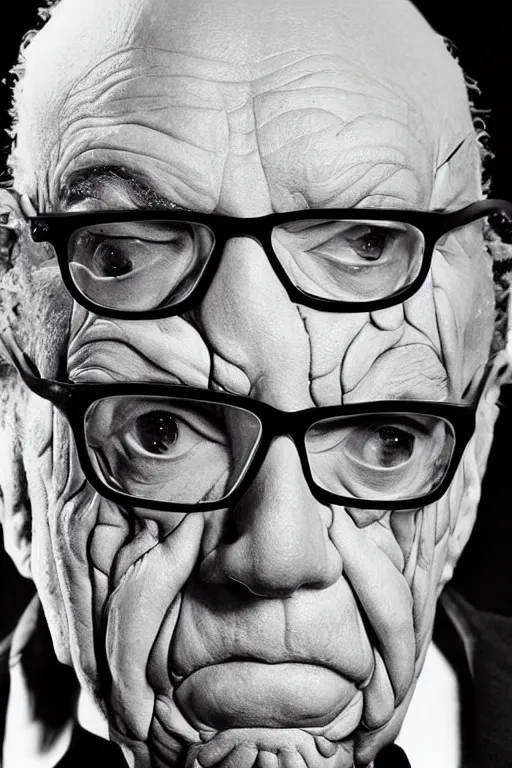 Image similar to !! rupert murdoch!! as a monster with many! eyes!, photorealistic, cinematic lighting, highly detailed, very intricate, by guillermo del toro and hr giger