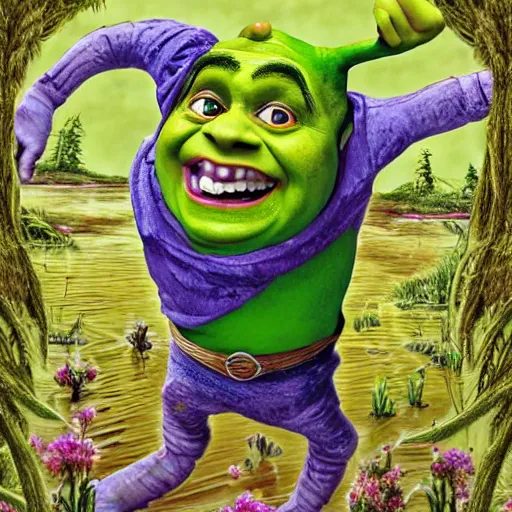 Image similar to very very very very highly detailed, epic, central composition, photo of Mr Bean as Shrek in the swamp, intricate, happy colors, extremely detailed, digital