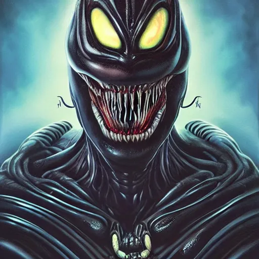 Image similar to Lofi Giger Scorn portrait of Venom as Alien Pixar style by Tristan Eaton Stanley Artgerm and Tom Bagshaw