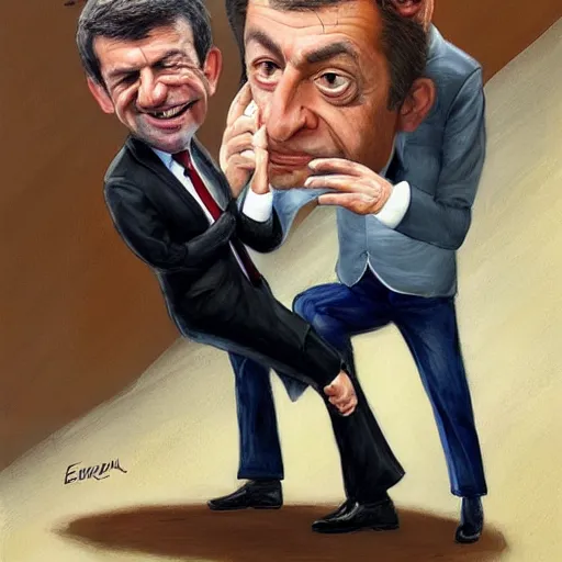 Image similar to jean luc melenchon is spanking emmanuel macron, by esao andrews