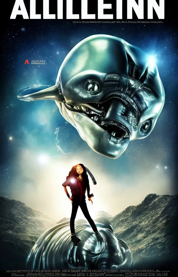 Image similar to a movie poster of ai : alien intelligence