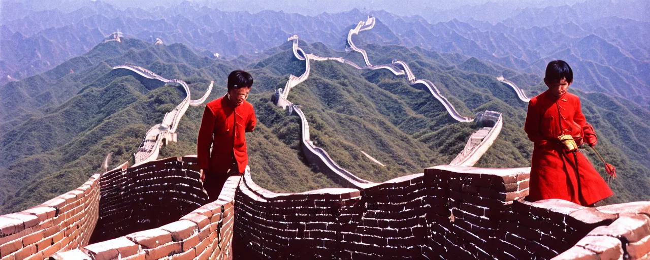 Prompt: spaghetti on top of building the great wall of china, fine detail, canon 5 0 mm, in the style wes anderson, kodachrome, retro