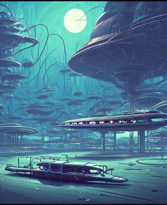 Image similar to simplicity, an amusement park made out of weird organic creatures, biological forms, internal organs, in the style of an asymmetrical spaceship, bleak apocalyptic environment, by dan mumford, yusuke murata, makoto shinkai, ross tran, cinematic, unreal engine, cel shaded, featured on artstation, pixiv