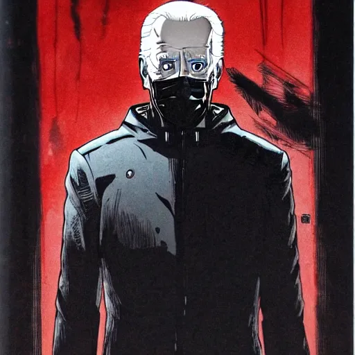 Image similar to Joe Biden looking sinister, by Tsutomu Nihei, highly detailed