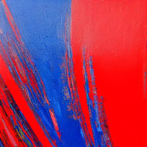 Image similar to simple abstract acyrilic painting on canvas using primary red and blue paint