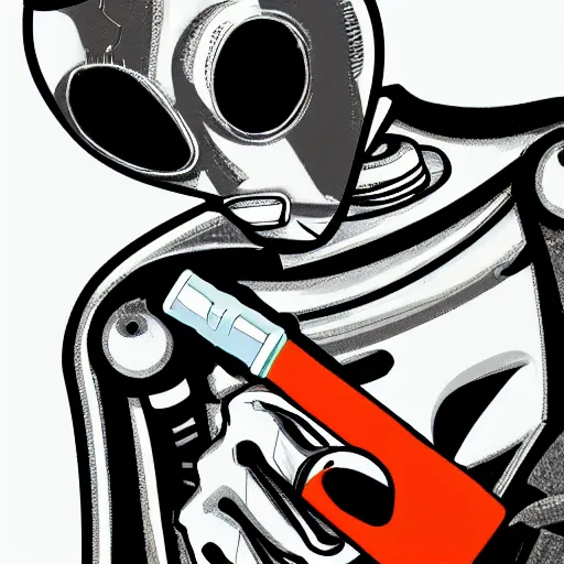 Prompt: a cyborg robot smoking an electronic pipe