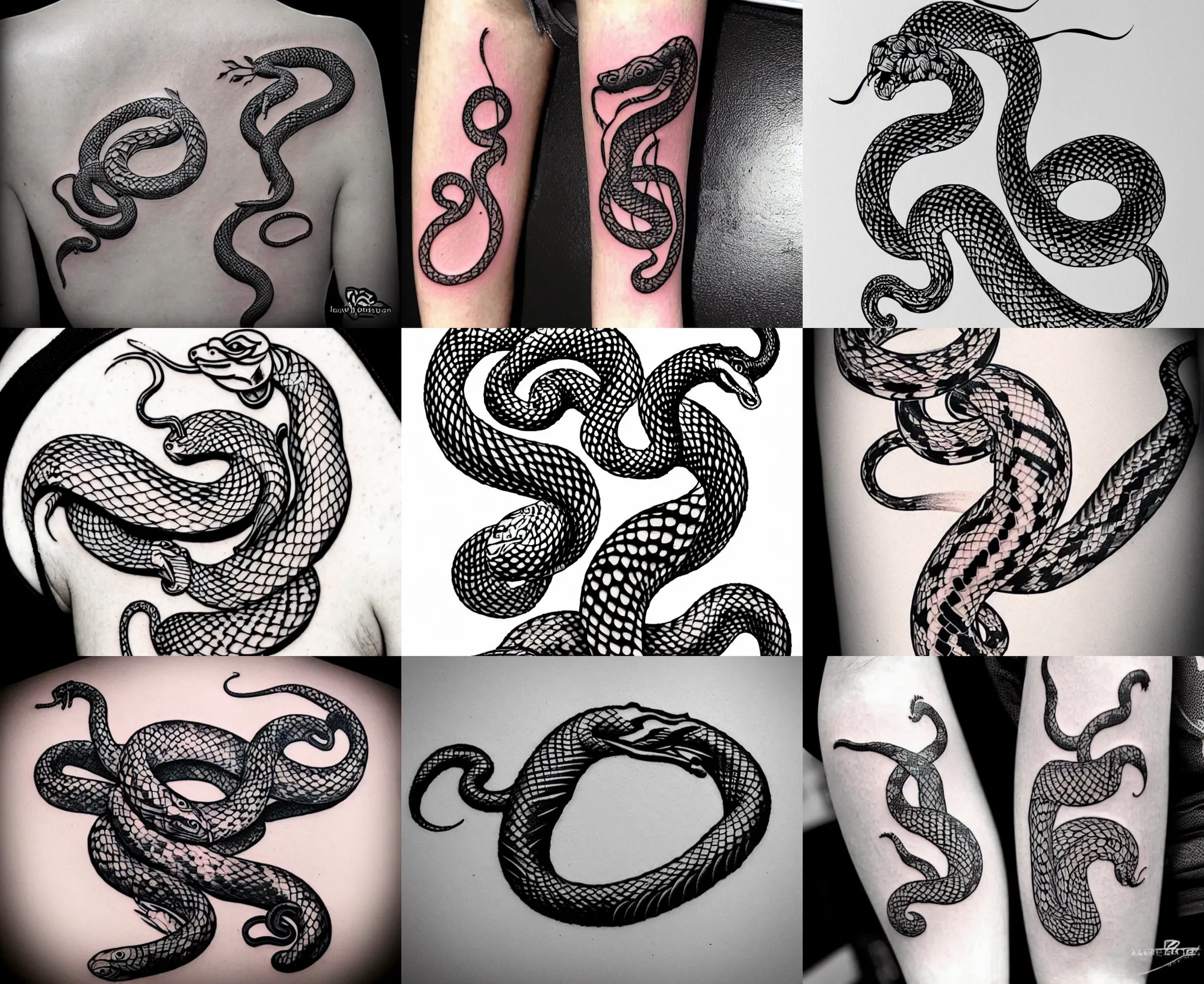 Is it possible to make this snake tattoo more dimensional/dynamic?  Reference image provided. It looks quite flat in comparison. Thoughts or  advice on possible improvements? : r/TattooDesigns