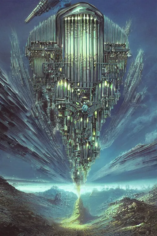 Prompt: pipe organ album art, hyper realistic, fantasy art, in the style of chris foss and alan lee, intricate, hyper detailed, smooth