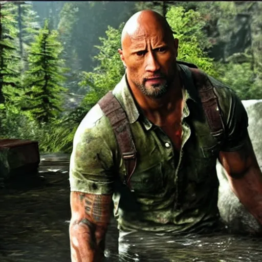 Image similar to Dwayne Johnson in the last of us 2 4K quality super realistic