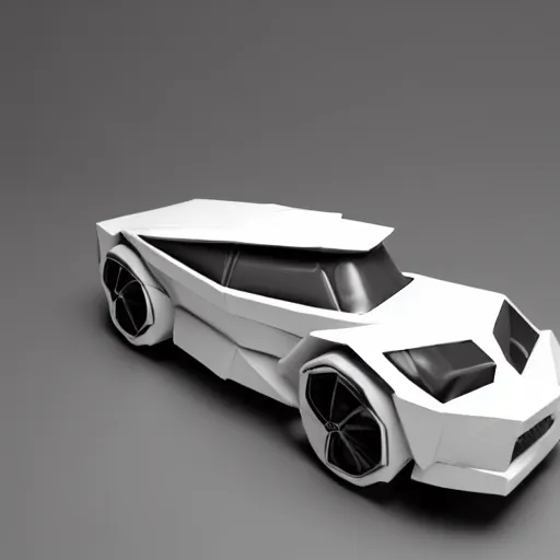 Image similar to origami car in white paper, 3 d render, ultra - detailed, on white background, studio shot
