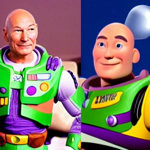 Image similar to patrick stewart as the real buzz lightyear