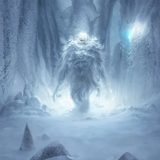 Image similar to A monster in the Arctic covered in snow, fractal Lighting, by Stanley Artgerm Lau, WLOP, Rossdraws, James Jean, Andrei Riabovitchev, Marc Simonetti, and Sakimichan, trending on artstation