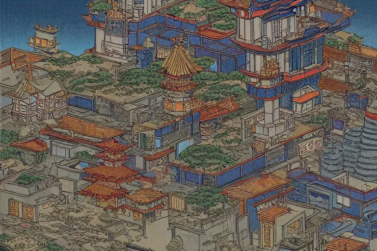 Prompt: a dungeons and dragons castle town. street level view. r / retrofuturism and ukiyo - e