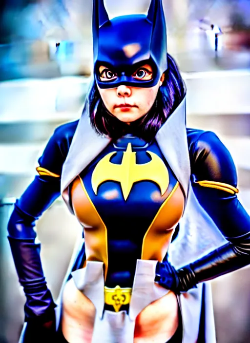 Image similar to full-body portrait Anime batgirl cosplay girl cute-fine-face, pretty face, realistic shaded Perfect face, fine details. Anime. realistic shaded lighting by katsuhiro otomo ghost-in-the-shell, magali villeneuve, artgerm, rutkowski Jeremy Lipkin and Giuseppe Dangelico Pino and Michael Garmash and Rob Rey