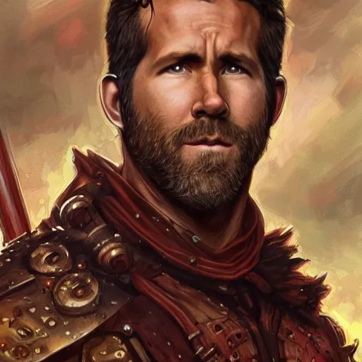 Image similar to Ryan reynolds as a fantasy D&D character, close-up portrait art by Donato Giancola and James Gurney, digital art, trending on artstation