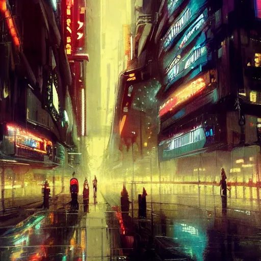 Image similar to futuristic blade runner city by syd mean,