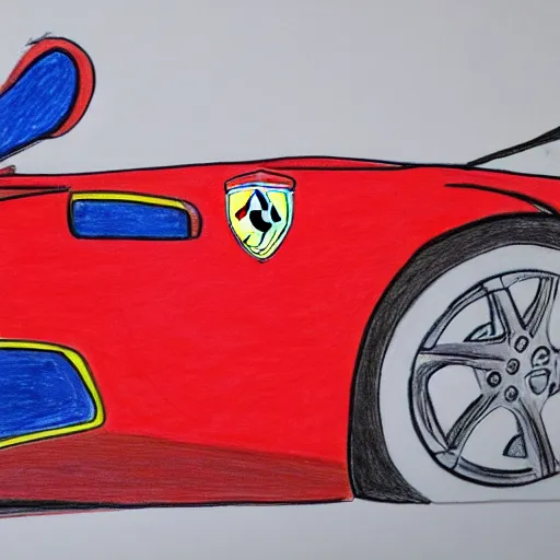 Image similar to ferrari, kid drawing