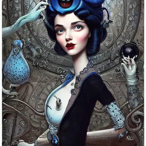 Image similar to Lofi portrait in mansion, Pixar style by Joe Fenton and Stanley Artgerm and Tom Bagshaw and Tim Burton