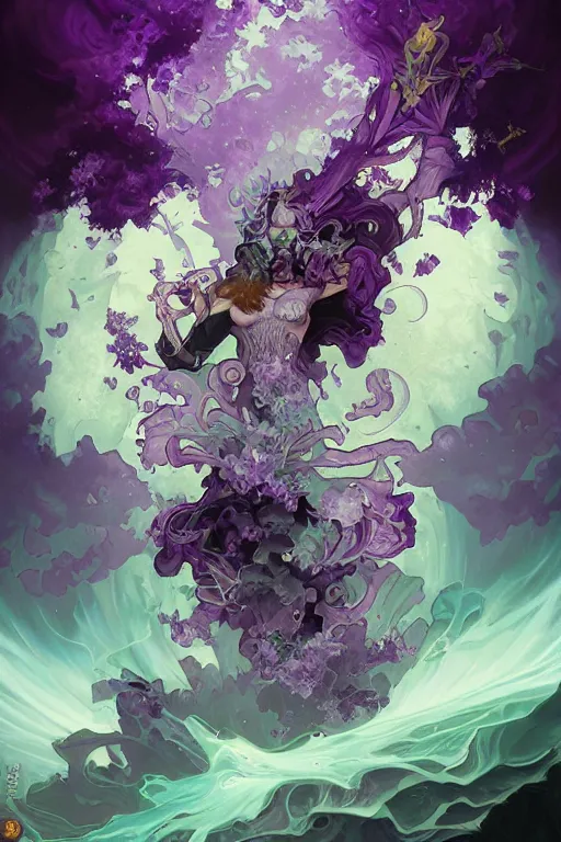 Image similar to purple explosion, amethyst, magical, painted purple, rpg, icon, vector style, by nekro, peter mohrbacher, alphonse mucha, brian froud, yoshitaka amano, kim keever, victo ngai, james jean