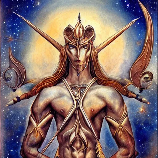 Image similar to detailed and sharp sagittarius artistic zodiac artwork, mystic style, detailed, 8 k, detailed, symmetrical, by brian froud