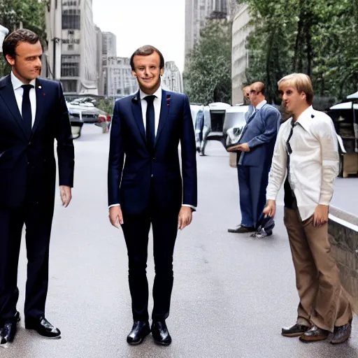 Prompt: Emmanuel Macron in Wolf of Wall Street