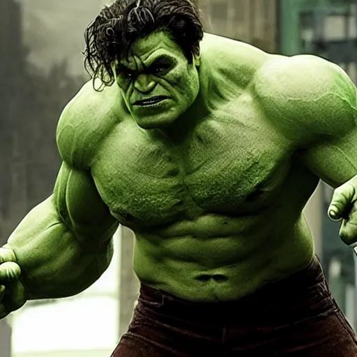 Image similar to Joaquin Phoenix as the hulk, hyperdetailed