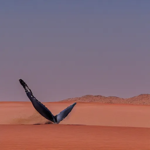 Image similar to High quality photo of a whale in the Sahara desert, award winning photography