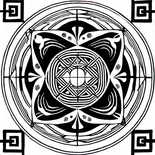 Image similar to a symbol, a copy of a facsimile, never one - to - one, creation is in the entropy. mandala - yin - yang this side the hyperplane, seeing all sides just a bit insane