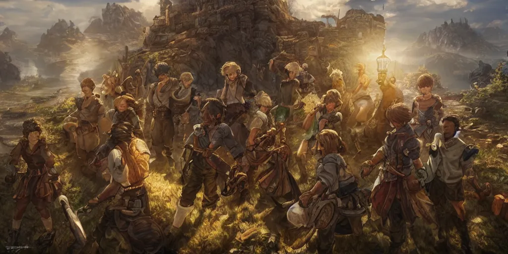 Image similar to now is the time to lift our nation from the quicksands of racial injustice to the solid rock of brotherhood. ultrafine highly detailed colorful illustration, intricate linework, sharp focus, octopath traveler, final fantasy, unreal engine highly rendered, global illumination, radiant light, intricate environment