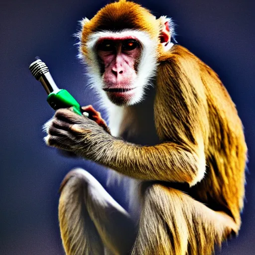 Prompt: a monkey using a drill, 4 k, highly detailed