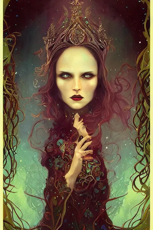 Image similar to jeweled Crown, other worldly, fairy autumn court, art nouveau, by Anato Finnstark, Tom Bagshaw, Brom