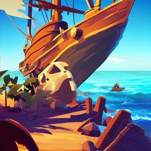 Image similar to painting treasure on sea of thieves game smooth median photoshop filter cutout vector, behance hd by jesper ejsing, by rhads, makoto shinkai and lois van baarle, ilya kuvshinov, rossdraws global illumination