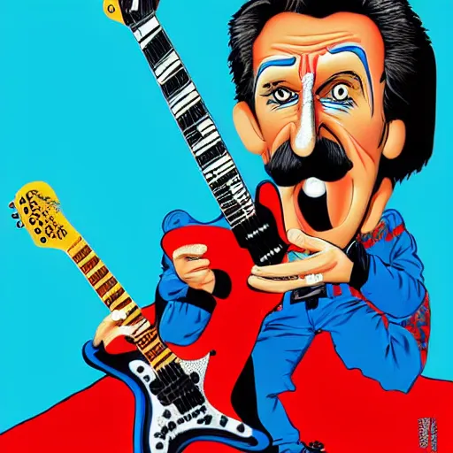 Image similar to Barry Chuckle Shredding on an electric guitar in the style of Jason Edmiston and Gary Panter