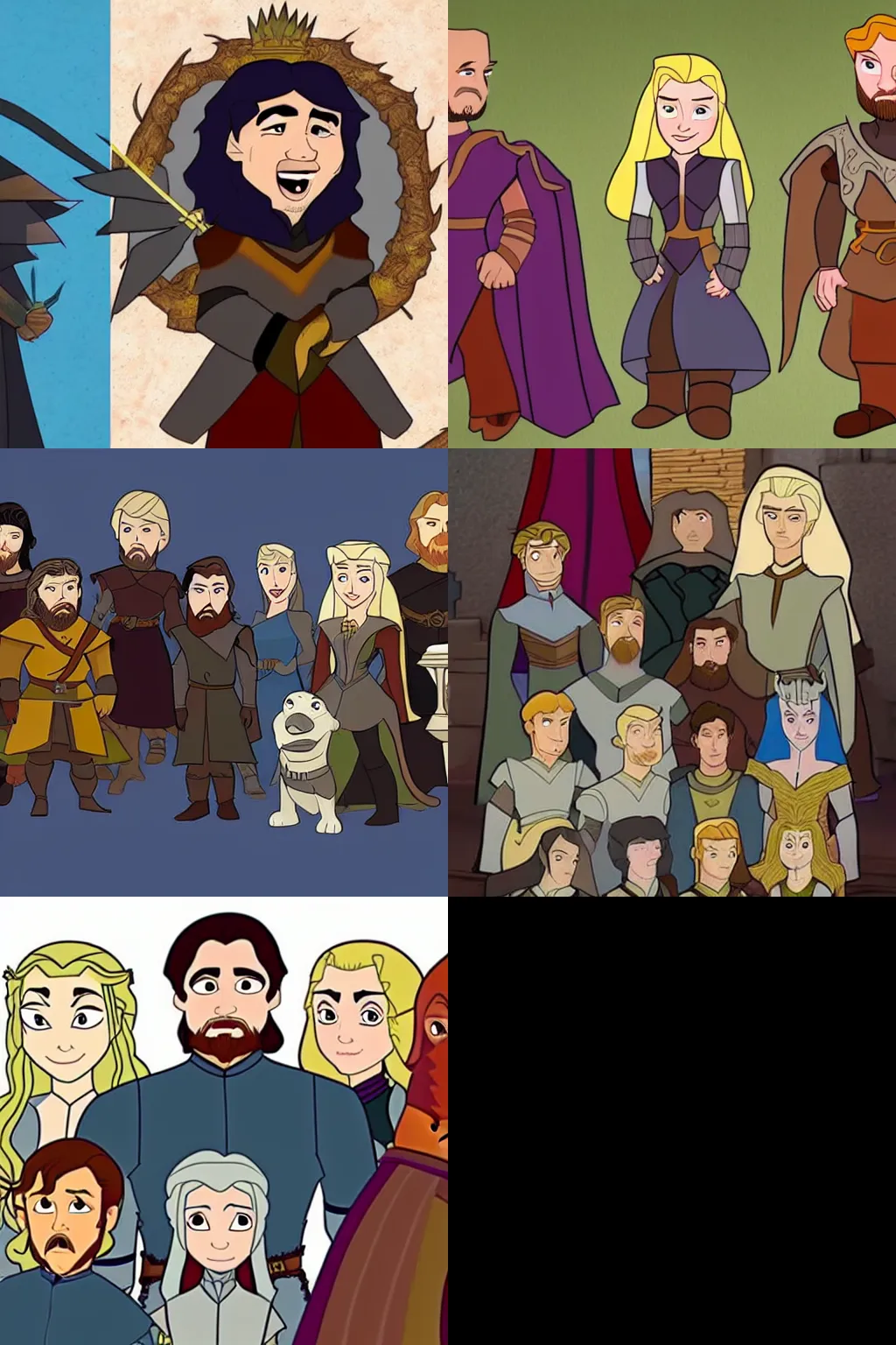 Prompt: GAME OF THRONES AS A DISNEY ANIMATION FROM THE 90S