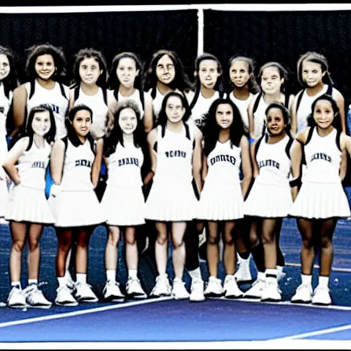 Prompt: ray lewis coaching high school girls tennis, promotional photograph